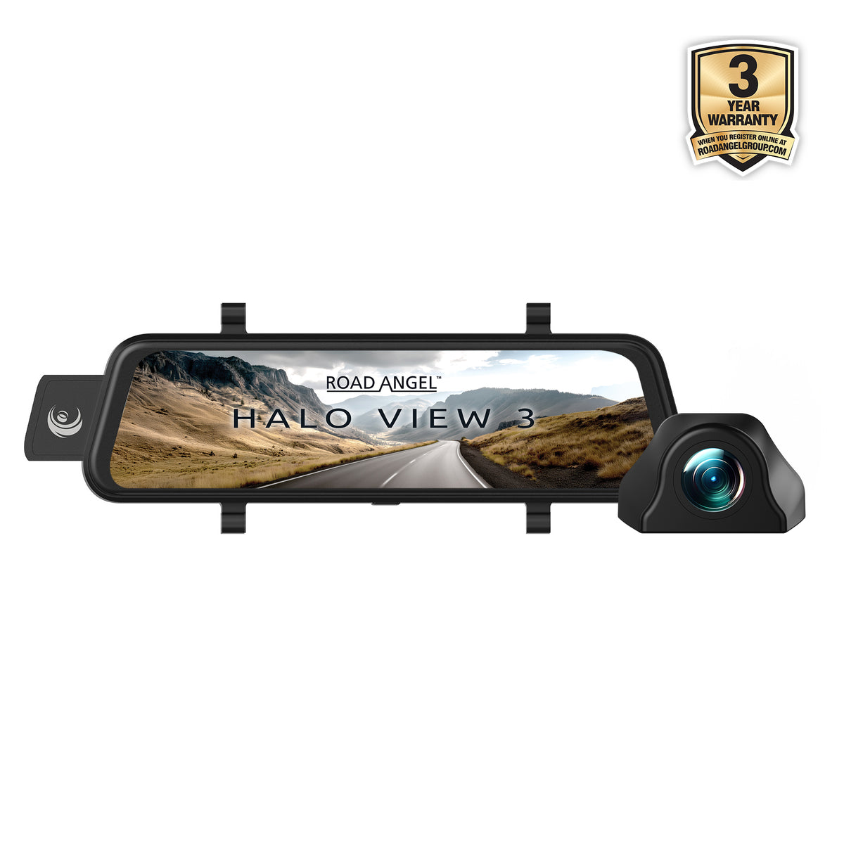 New - Halo View 3 4K – 2160p & 1080p Front & Rear Anti-Glare Mirror Dash Cam with integrated 10 inch LCD touchscreen & Reverse Parking Aid