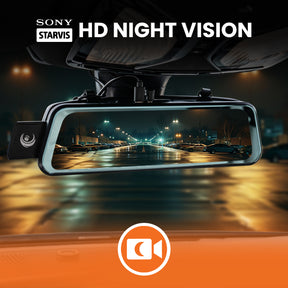 NEW - Halo Vision 3 4K – 2160p & 1080p Front & Rear Anti-Glare Mirror Dash Cam with integrated 10 inch LCD touchscreen with 64GB SD Card & Hardwiring Kit Bundle