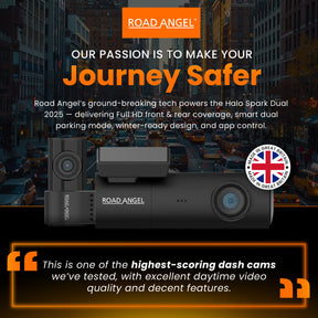 New - Halo Spark Dual Full HD 1080p Front & Rear Dash Camera With Dual Pchaarking Mode & Winter Mode (USB-C) With 64GB SD Card & Hardwiring Kit Bundle