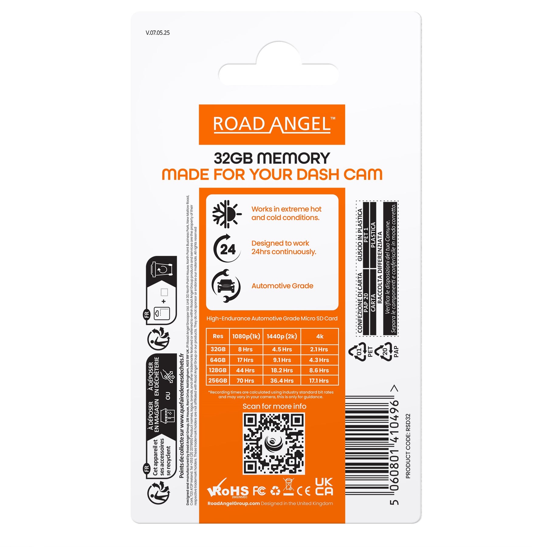 Road Angel Automotive Grade SDXC MicroSD Card & Adapter – RSD 32GB